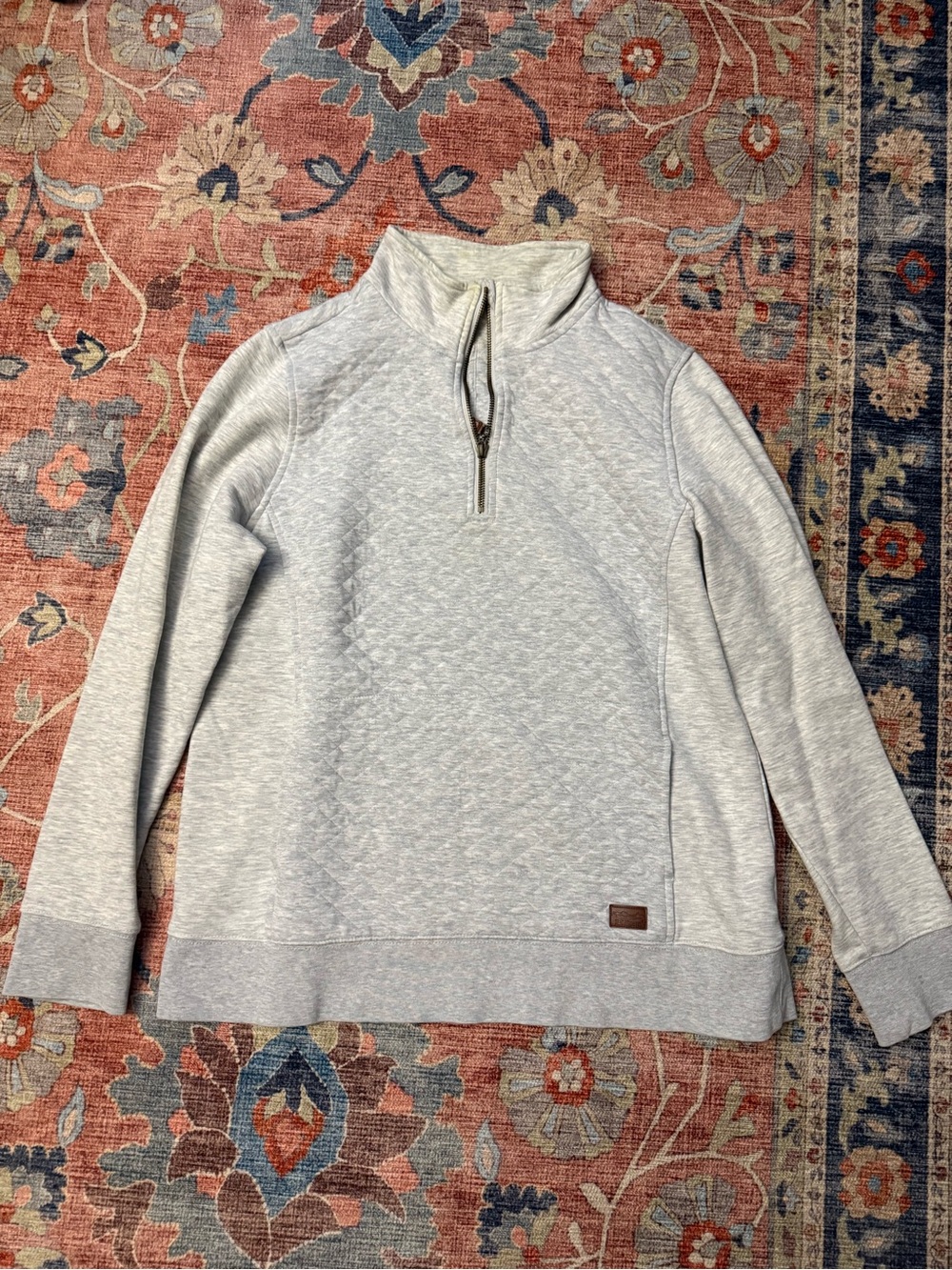 LL Bean Women’s Light Heather Gray Quarter-Zip Pullover Sweatshirt